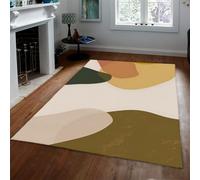 Via Vela 60x120cm Mid Century Modern Rug Abstract Geometric Patterns Rugs Machine Washable Rugs for Living Room Bedroom Non Slip Backing Fluffy Low Pile Home Decor Carpet Multicolor Rug