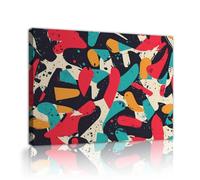 Via Vela Abstract Colorful Shapes Canvas Wall Art Brush Strokes Texture Modern Design Framed Poster Painting Mural Print for Living Room Office Decor 90x120cm