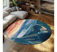 Via Vela Abstract Style Round Rugs 150cm Uneasy Despair at Sunset Non-slip Washable Soft Low Pile Circular Carpet Entryway Mat for Outdoor Indoor