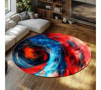 Via Vela Abstract Swirl Circular Rugs 200cm Red Blue Nebula Oil Painting Round Carpet Large Foldable Non Slip Machine Washable Stain Resistant Thin Rug Balcony Laundry Room Floor Mat Salon Throw Rug