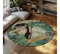 Via Vela Aesthetic Design Round Rugs 200cm Woman Holding a Parasol in Spring Washable Non-slip Low-Pile Foldable Thin Circle Carpet for Home Bedroom