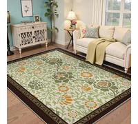 Via Vela Aesthetic Rug 180x240cm Botanical Rugs for Bedroom Plant Print Leaf Floral Pattern Stain Resistant Washable Rugs for Nursery Room William Morris Style Carpet Living Room Home Decor Girls Rug