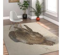 Via Vela Albrecht düRer Rug for Bedroom Living Room Kitchen,Young Hare Non-Slip Low Pile Hallway Thin Rug for Dining Room Table Small Carpet 60x90cm