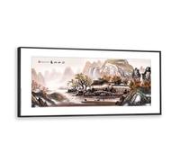 Via Vela Asian Landscape Canvas Wall Art Traditional Chinese Style Artwork Prints Large Panoramic Painting Scenic Posters for Home Office Decor 50x126cm with Black Frame