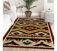 Via Vela Aztec Art Washable Nursery Rug Abstract Rugs for Living Room Patio Native Americans Soft Rugs Geometric Shapes Stain Resistant Foldable Thin Rug for Bedroom Thin Large Boho Carpet 60x90cm