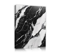 Via Vela Black and White Marble Canvas Framed Wall Art Abstract Agate Texture Nature Poster Painting Mural Print for Living Room Bedroom Home Decor 75x100cm