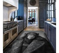 Via Vela Black and White Style Rugs 60x90cm Monkey Gorilla Pattern Small Non Slip Washable Indoor Door Throw Carpet for Entryway Bathroom Bedside