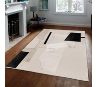 Via Vela Boho Modern Rugs 160x200cm Black and White Line Art Thin Washable Rug Stain Resistant Anti Slip Backing Rugs for Living Room Bedroom Carpet Abstract Geometric Patterns Home Decor Rug