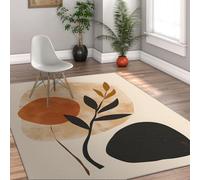 Via Vela Boho Rugs Burnt Orange Circles Machine Washable Nursery Room Non Slip Rug Thin Foldable Rugs Entryway Still Life Print Large Low Pile Study Room Rug Throw Mat Mid Century Carpet 120x150cm