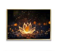 Via Vela Burning Flowers Lotus Canvas Wall Art Prints Nature Serenity Home Decor Modern Tranquil Fantasy Style Picture Meditation Bedroom Painting 40x60cm With-Black-Frame