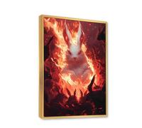 Via Vela Burning Rabbit Canvas Wall Art Stunning Animal Artwork Prints Home Decor for Bedroom Creative Design Painting Unique Posters Fantasy Style 60x92cm With Gold Frame