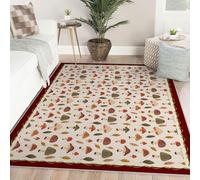 Via Vela Cartoon Anime Rugs 90x120cm Mushroom and Leaf Patterns Rug for Living Room Bedroom Kitchen Machine Washable Non Slip Retro Throw Carpet for Entryway Nursery Coffee Table Rugs Modern Rug