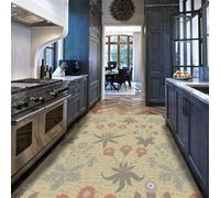Via Vela Creative Design Washable Rugs 180x300cm Flowers and Plants Print Non-slip Non-shedding Carpet for Living Room Bedroom Indoor Large Rug