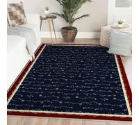 Via Vela Dark Blue Rugs Minimalist Small Rug for Living Room Bedroom Washable Non-slip Romantic Abstract Rose Branch Pattern Throw Carpet for Entryway Nursery Coffee Table Rugs Modern Rug 160x200cm