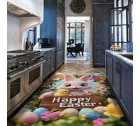 Via Vela Easter Bunny and Chicks Rugs for Living Room 160x200cm Easter Eggs Machine Washable Rug Holiday Large Carpet for Bedroom Dining Room Office Spring Low Pile Lightweight Thin Non Slip Rugs