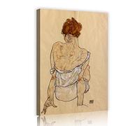 Via Vela Egon Schiele Canvas Wall Art Seated Woman in Underwear Famous Painting Artwork Poster Prints for Living Room Bedroom Home Decor 60x90cm Innerframe