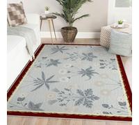 Via Vela Elegant Large Rugs 120x150cm For Living Room Retro Washable Rug for Bedroom Indoor Home Decor Unique Floral Pattern Design Print Carpet Low Pile Non Slip Mat with Rubber Backing Rug
