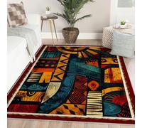 Via Vela Exotic Rugs for Living Room Aboriginal Non Slip Backing Washable Rugs Vintage Large Rug Stain Resistant Home Decor Rug for Bedroom Creative Abstract Geometry Carpet 160x230cm