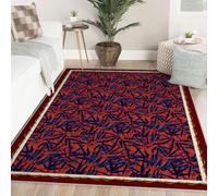 Via Vela Farmhouse Rugs 240x300cm For Living Room Classic Stain Resistant Dark Blue Leaf Pattern Washable Rugs for Dining Room Kitchen Botanical Non-slip Lightweight Thin Rug Carpet