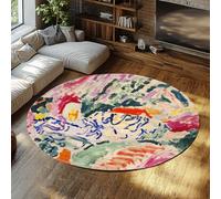 Via Vela Fauvism style washable Round Rug 180cm Abstract woman by the river Non Slip Low Pile Indoor Floor Circle Carpet for Bedroom Conference Room