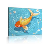 Via Vela Golden Koi Fish Canvas Wall Art Pop Art Carp Painting Ukiyo E Anime Aesthetic Decor for Nursery Bedroom Living Room 80x120cm