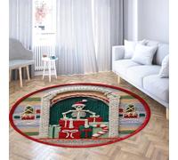 Via Vela Gothic Christmas Round Rugs 80cm Dark Aesthetic Funny Skeleton Non Slip Indoor Washable Throw Circle Carpet for Mudroom Apartment Home Office