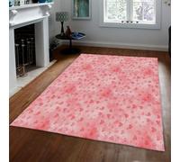 Via Vela Gradient Style Hallway Runner Rug 100x250cm Pink Heart Pattern Non-slip Machine Washable Floor Area Carpet for Kitchen Dining Room and Entryway