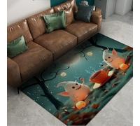 Via Vela Halloween Rugs 120x180cm For Living Room Cute Ghost Pattern in the Wilderness at Night Large Non Slip Low Pile Carpet for Playroom Office