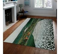Via Vela Harald Sohlberg Small Rug for Bedroom Living Room Kitchen, Flower Meadow in the North Non-Slip Low Pile Bedside Thin Carpet 80x150cm