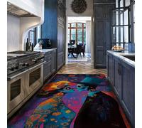 Via Vela Horror Grotesque Style Washable Indoor Rugs 60x90cm Mysterious Skull Couple Print Non-slip Non-shedding Carpet for Living Room Bedroom