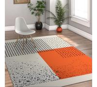 Via Vela Living Room Rugs 180x240cm Black Polka Dot Splatter Pattern Large Soft Washable Rugs for Bedroom Orange Color Block Rug Indoor Floor Carpet Abstract Geometry Rug for Home Office House Decor