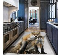 Via Vela Minimalist Style Rugs 60x90cm Cute Fox Print Non-slip Washable Foldable Low Pile Floor Carpet for Living Room Bedroom Nursery Classroom