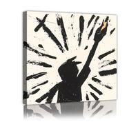 Via Vela Modern Minimalist Black and White Canvas Wall Art Abstract boys Silhouette Ink Style poster Painting retro print Mural for Guest Room Decor 20x20cm