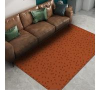 Via Vela Modern Minimalist Rugs for Living Room Autumn Theme Non Slip Backing Washable Rugs Scattered Leaves Pattern Large Rug Burnt Orange Aesthetic Stain Resistant Home Carpet for Bedroom 80x150cm