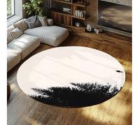 Via Vela Modern Round Rugs 80cm Washable Stain Resistant Forest Landscape Circular Rugs Lone Man Silhouette Floor Carpet for Reading Nook Mudroom Studio Hallway Non Slip Low Pile Thin Soft Throw Mat