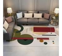Via Vela Modern Rugs 180x270cm Stain Resistant Boho Rug Machine Washable Abstract Rug Non Slip Geometric Carpet Living Room Mid Century Low Pile Rugs Green Red Gold Retro Lines Indoor Home Decor