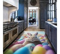 Via Vela Modern Rugs 60x120cm Large Kitchen Indoor Carpet Easter Decor Rugs Non Slip Low Pile Foldable Rug Thin Bunny Rabbit Machine Washable Rug Throw Mat Bedroom Dining Room Home