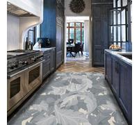 Via Vela Modern Style Washable Rug 140x200cm Plant Acanthus Leaf Pattern Non Slip Soft Low Pile Aesthetic Indoor Carpet for Kitchen Bedside Bedroom