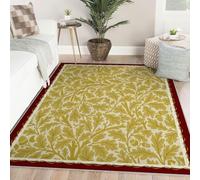 Via Vela Nature Themed Washable Rug Unique Art Large Soft Rugs for Living Room Abstract Yellow Leaf Pattern Rugs for Bedroom Dining Room Plant Non-slip Thin Rug Classic Carpet 90x180cm