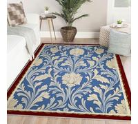 Via Vela Nordic Rugs 240x300cm Machine Washable Rugs for Living Room Bedroom Minimalist Soft Foldable Thin Rug Vintage Large Rug Non Slip Abstract Flower and Leaf Pattern Home Decor Carpet