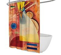 Via Vela Orange Shower Curtains Kandinsky Modern Abstract Luxury Bathroom Decor Privacy Protection Soft Shower Curtain Set with 12 Hooks 180x200cm