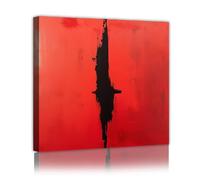 Via Vela Red Impressionist Framed Canvas Wall Art Print Artistic Mural Luxury Pictures Abstract Artwork Mural Prints for Dining Room Entryway Decor 50x50cm