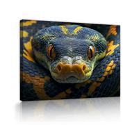Via Vela Reptile Canvas Wall Art Black and Yellow Python Texture Artwork Prints Modern Wildlife Poster Painting Mural for Home Office Decor 80x100cm
