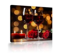 Via Vela Romantic Roses Canvas Wall Art Prints Mural Painting Dining Area Ambiance Contemporary Pictures Artwork for Living Room Home Decor 90x120cm Innerframe