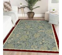 Via Vela Rustic Plants Rug Large Living Room Rugs Retro Botanical Washable Rugs for Bedroom Dining Room Honeysuckle Leaf Pattern Non-slip Stain Resistant Foldable Thin Rug Boho Carpet 80x150cm