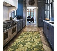 Via Vela Rustic Style Rugs 80x150cm Retro Leaf Pattern Non-slip with Rubber Backing Thin Washable Carpet for Living Room Bedroom Dining Room Decor