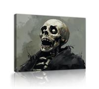 Via Vela Skeleton Canvas Wall Art Gothic Pictures Prints Skull Painting Halloween Spooky Aesthetic Mural Poster Artwork for Living Room Decor 45x60cm Innerframe