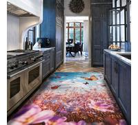 Via Vela Surreal Rugs for Living Room 180x270cm Machine Washable Rug Modern Natural Landscapes Carpet for Bedroom Dining Room Office Wildflowers Butterfly Patterns Low Pile Lightweight Non Slip Rugs