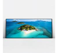 Via Vela Tropical Island Canvas Wall Art Beach Ocean Landscape Prints Large Mural Modern Coastal Contemporary Poster Painting for Study Room Decor 50x126cm with Black Frame