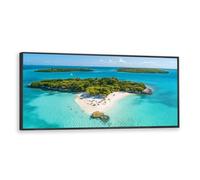 Via Vela Tropical Island Landscape Canvas Wall Art Beach Aerial View Pictures Artwork Prints Coastal Ocean Poster Painting for Hotel Hall Decor 60x145cm with Black Frame